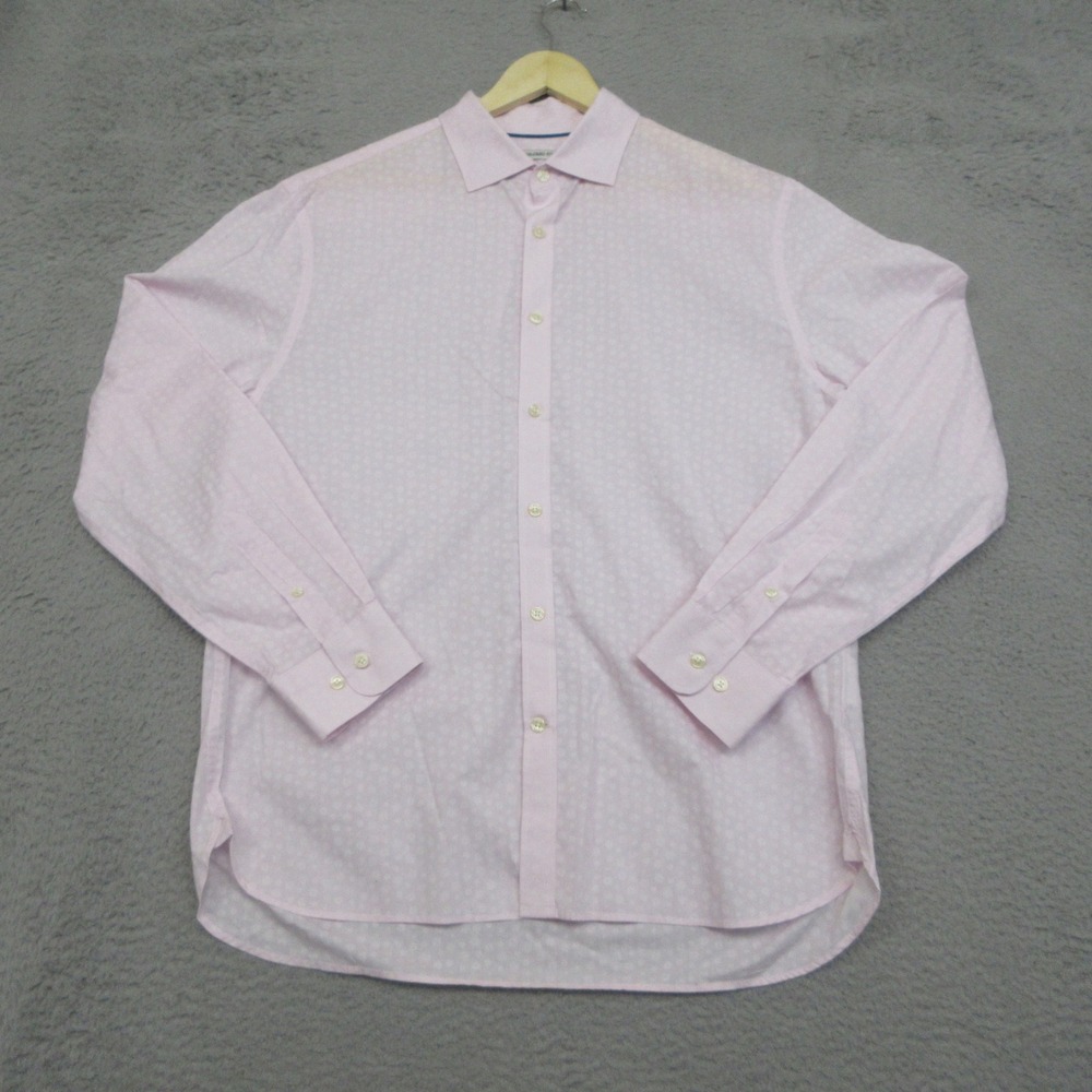Jos A Bank 1905 Floral Shirt Mens L Pink Tailored Fit Officecore Preppy Cotton
